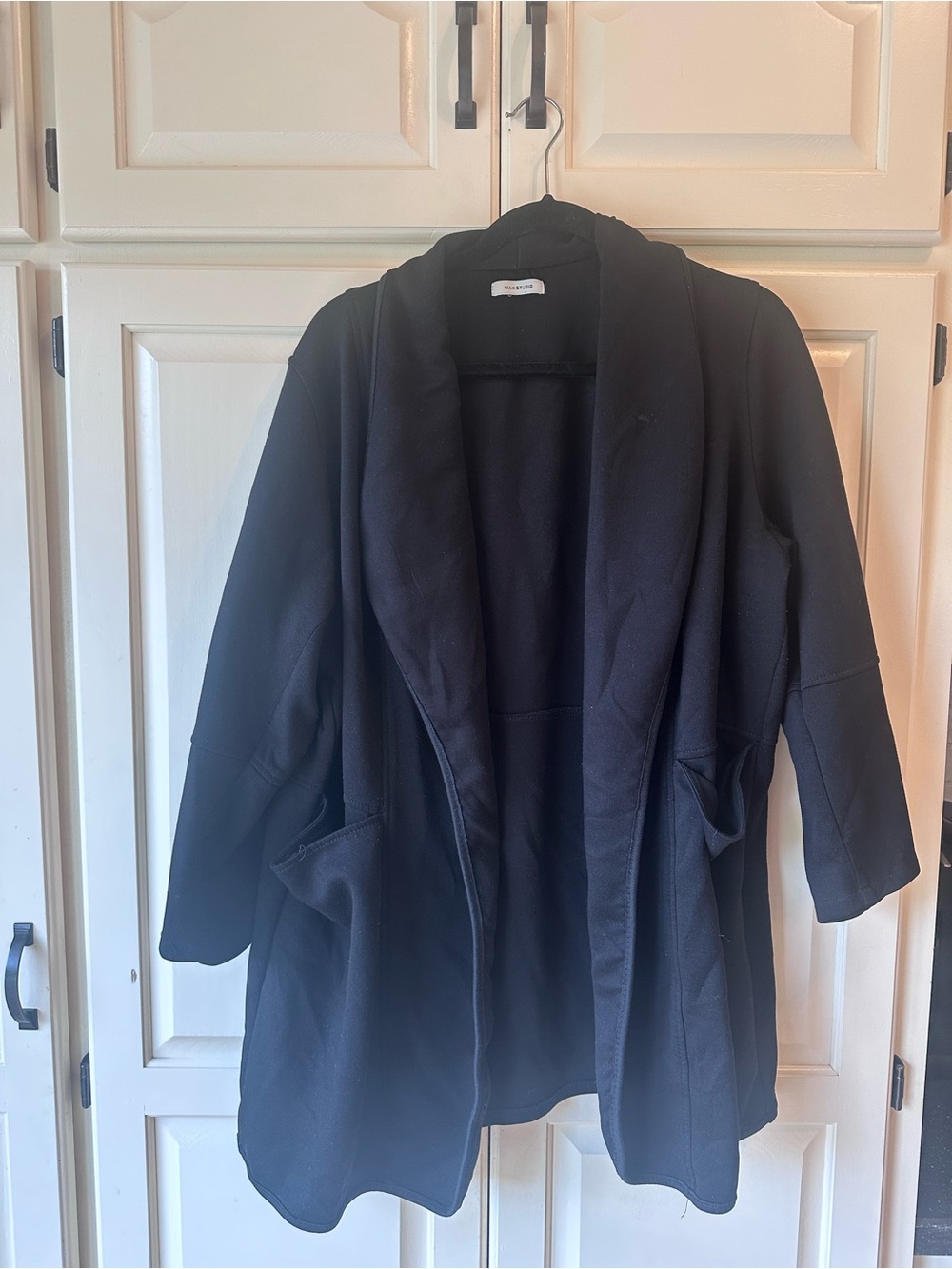 Max Studio Black Open-Front Shawl-Collar Blazer